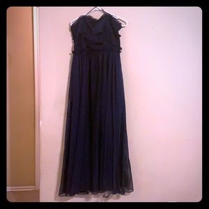 Navy bridesmaid dress Monique Lhuillier
